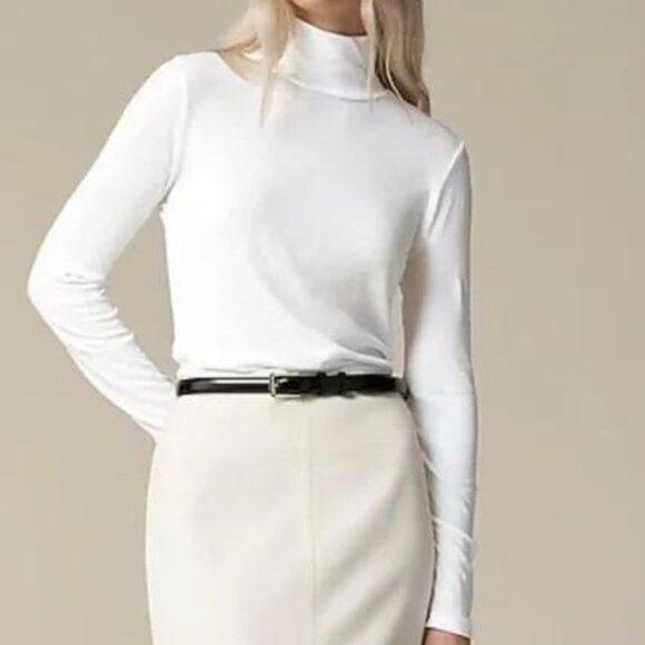 J. Crew Tissue Crepe Turtleneck in White Size Small - Picture 1 of 16